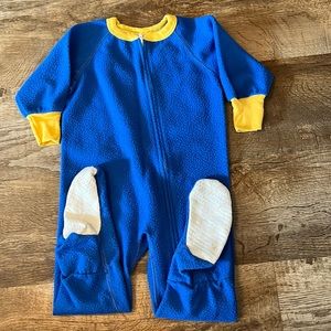Boys Winter Blue Zip Up One Piece Footie Pajamas